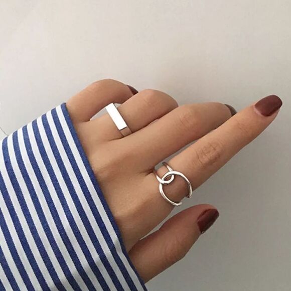 #6 TWO New 925 Sterling Silver Twist / Bar Rings - Picture 1 of 7